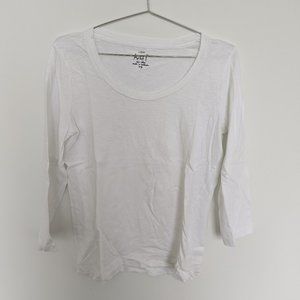 J. Crew Artist Three Quarter Sleeve Tee, White, Women's L